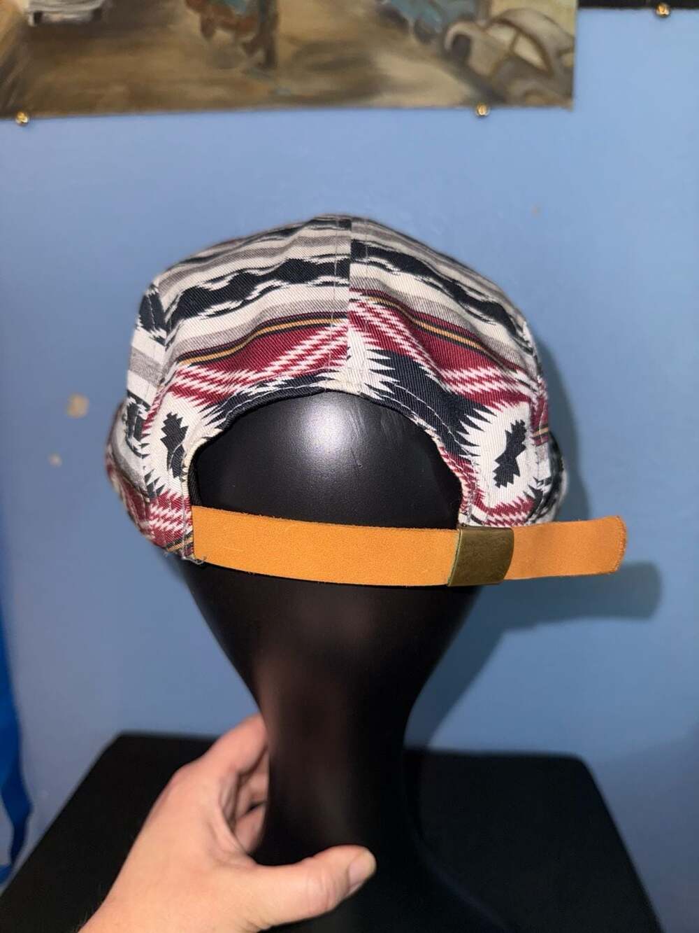 Dravus 5-Panel Hat Aztec Blanket Pattern Script Logo Strapback - Picture 2 of 9